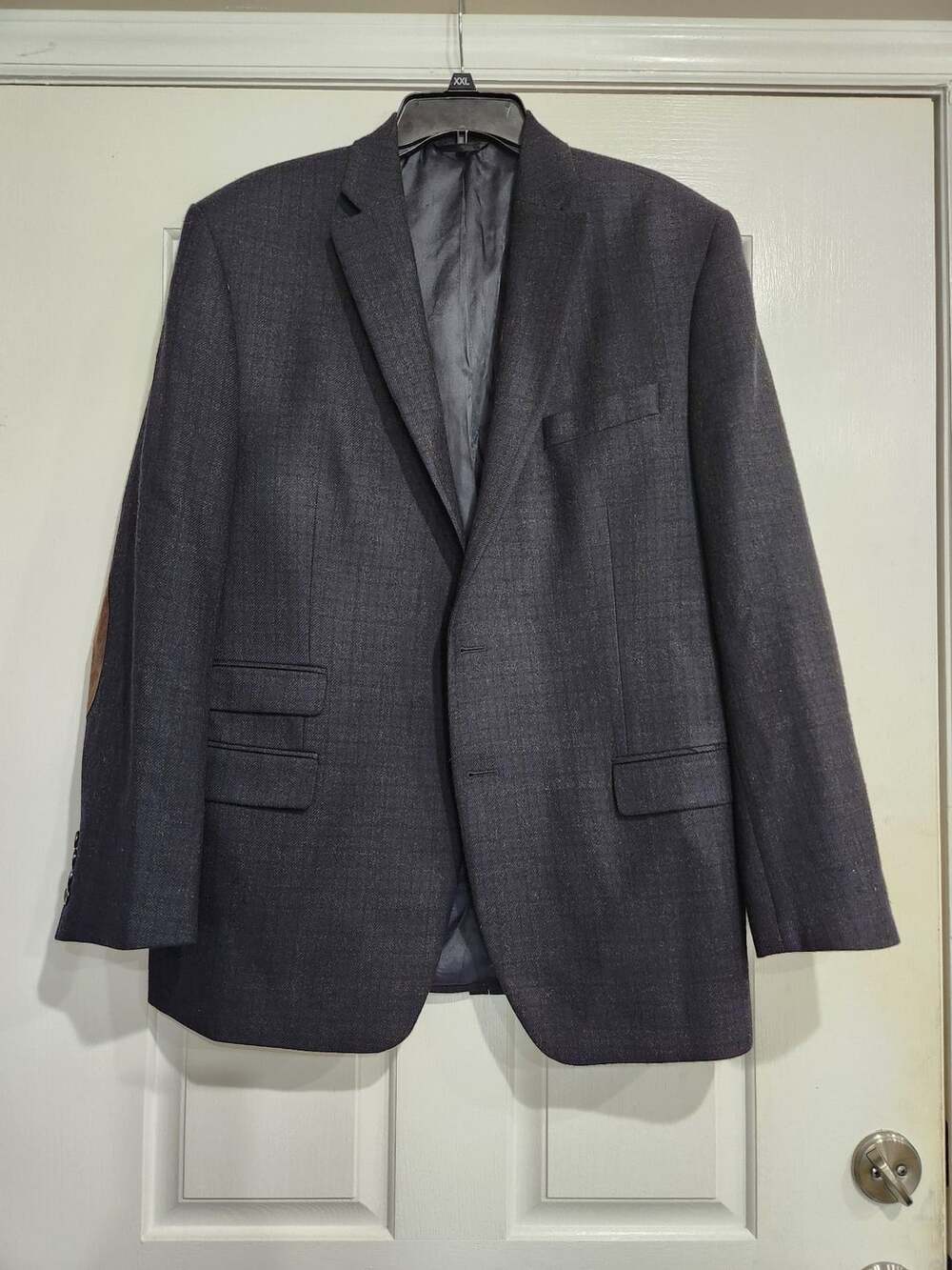 Lauren Ralph Lauren Men's Wool Sport Coat Blazer 44R Gray Blue Elbow Patches